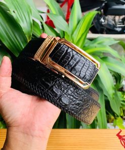 Thắt lưng da cá sấu đen đan viền TMA9B4 bản 4cm