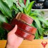 Thắt lưng da cá sấu đan viền TMA9B4 màu nâu đỏ bản 4cm