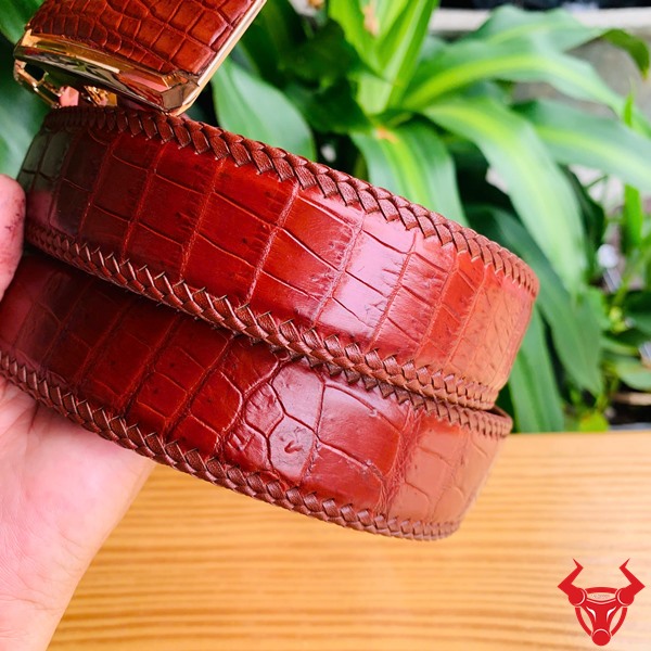 Thắt lưng cá sấu khóa kim loại hợp kim sang trọng Phụ kiện thời trang sang trọng – Thắt lưng da cá sấu TMA9B4