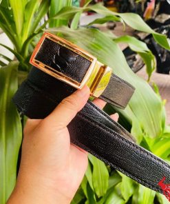 Thắt lưng nam TLD1 da chân đà điểu thật khóa mạ vàng