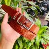 Thắt lưng da đà điểu cao cấp nâu đỏ TLD1 sang trọng