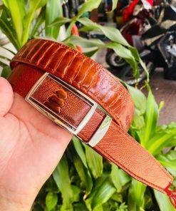 Thắt lưng thời trang da đà điểu nâu đỏ cho nam TLD1