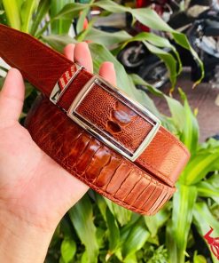Thắt lưng da đà điểu cao cấp nâu đỏ TLD1 sang trọng