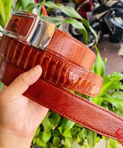 Dây thắt lưng da đà điểu nam màu nâu đỏ TLD1