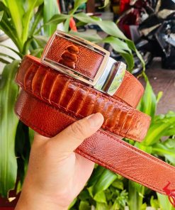 Thắt lưng da đà điểu TLD1 với khóa sáng chống gỉ