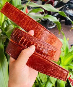 Thắt lưng nam sang trọng da đà điểu màu nâu đỏ