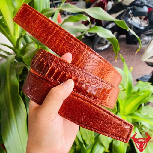 Thắt lưng nam sang trọng da đà điểu màu nâu đỏ