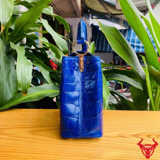 Túi xách nữ cao cấp da cá sấu xanh navy.