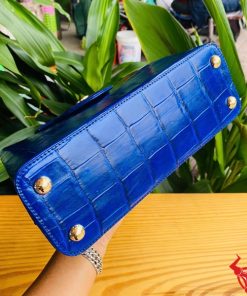 Túi xách nữ da cá sấu bóng kính cao cấp xanh navy.