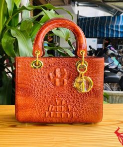 Túi xách nữ da cá sấu nâu đỏ cao cấp, sang trọng
