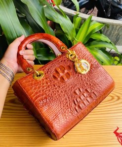 Túi xách nữ da cá sấu gù nâu đỏ cao cấp TDA4