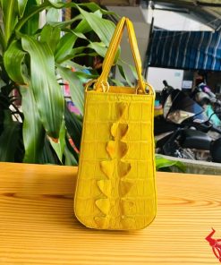 Túi thời trang nữ da cá sấu màu vàng chanh cao cấp