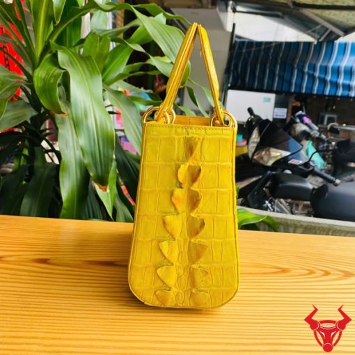 Túi thời trang nữ da cá sấu màu vàng chanh cao cấp