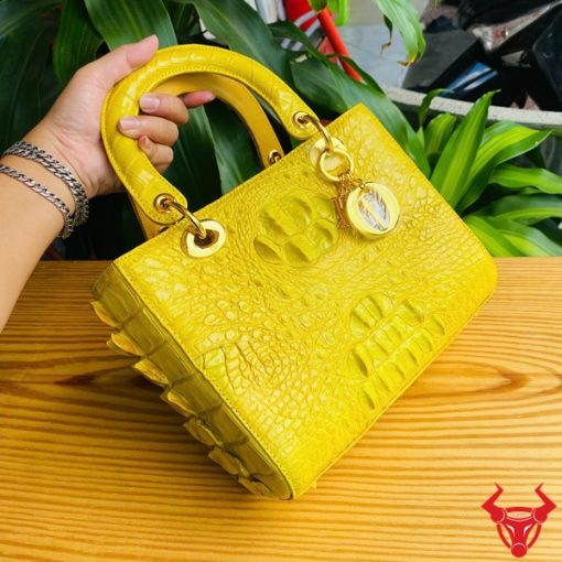 Túi nữ da cá sấu gù vàng chanh thiết kế cao cấp