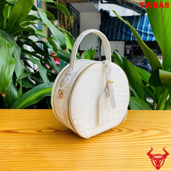 Túi Xách TWBA8 Thiết Kế Tròn Cá Sấu Bạch Tạng Đẳng Cấp Túi tròn cá sấu bạch tạng, khác biệt, đẳng cấp.
