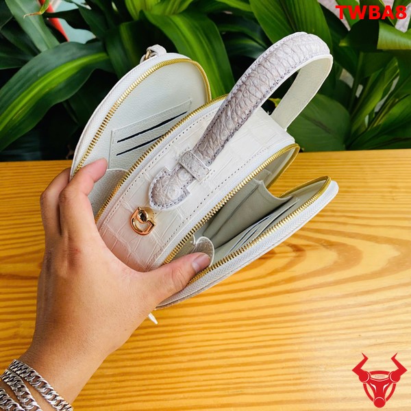 TWBA8 Túi Xách Da Cá Sấu Bạch Tạng Phong Cách Độc Quyền Túi tròn cá sấu bạch tạng, thời thượng, độc quyền.