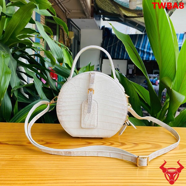 Túi Xách Tròn Da Cá Sấu TWBA8 Bạch Tạng Thời Trang Độc Đáo Túi tròn cá sấu bạch tạng, sang trọng, độc đáo.