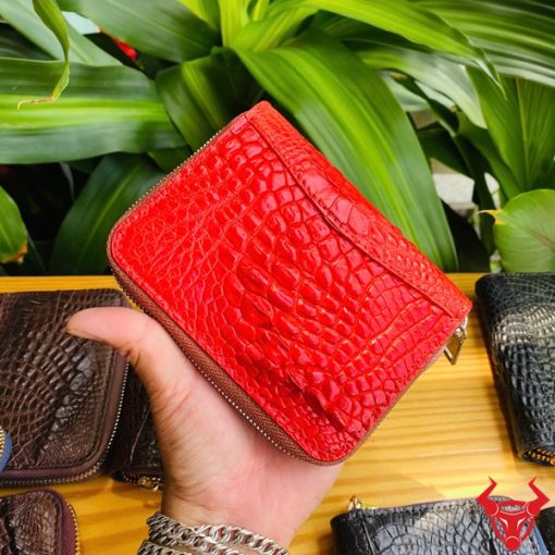 Ví mini cá sấu nâu đỏ tinh tế.