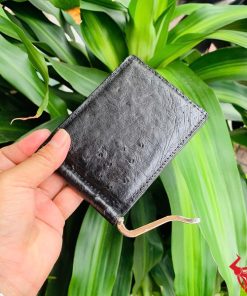 Ví mini kẹp tiền da bụng đà điểu thời trang.