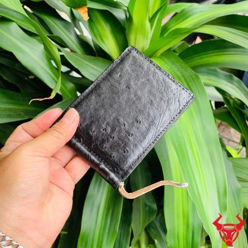 Ví mini kẹp tiền da bụng đà điểu thời trang.